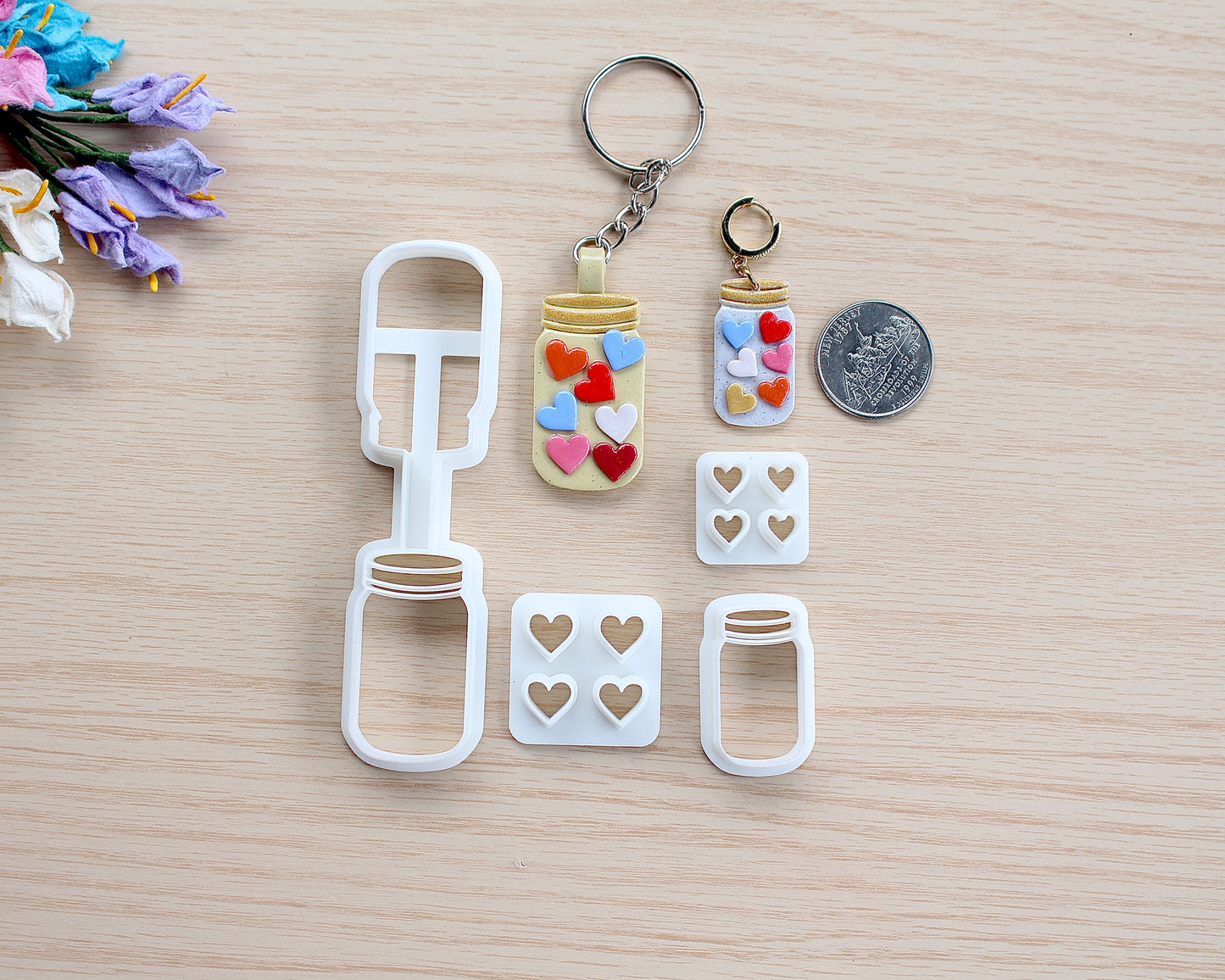 jar of hearts polymer clay cutter set
