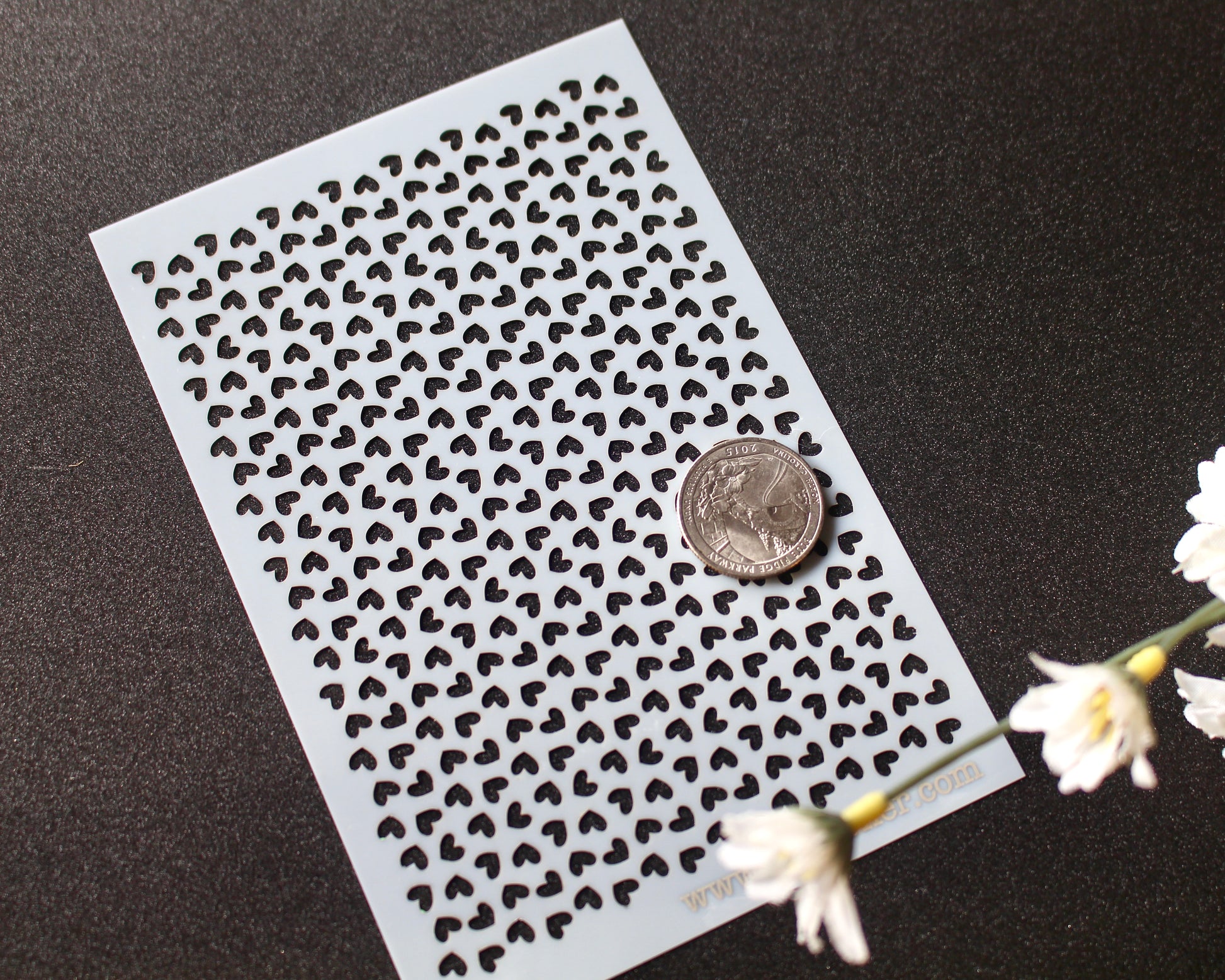 tiny heart grid mylar stencil polymer clay cutter