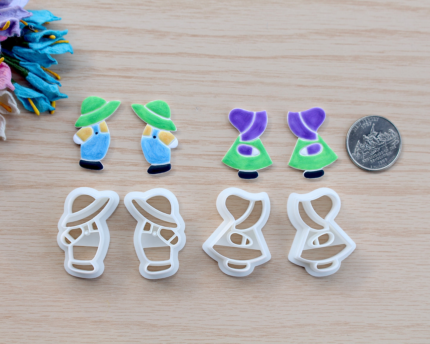 sunbonnet sue and overall sam quilt polymer clay cutter