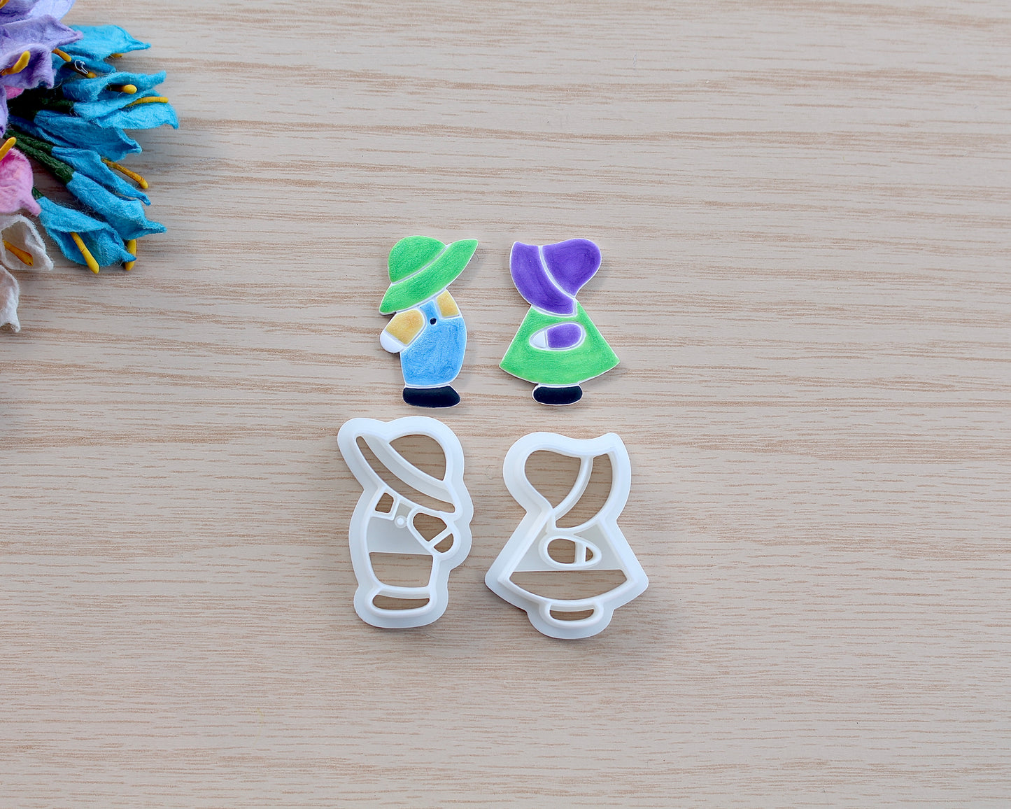 sunbonnet sue and overall sam quilt polymer clay cutter