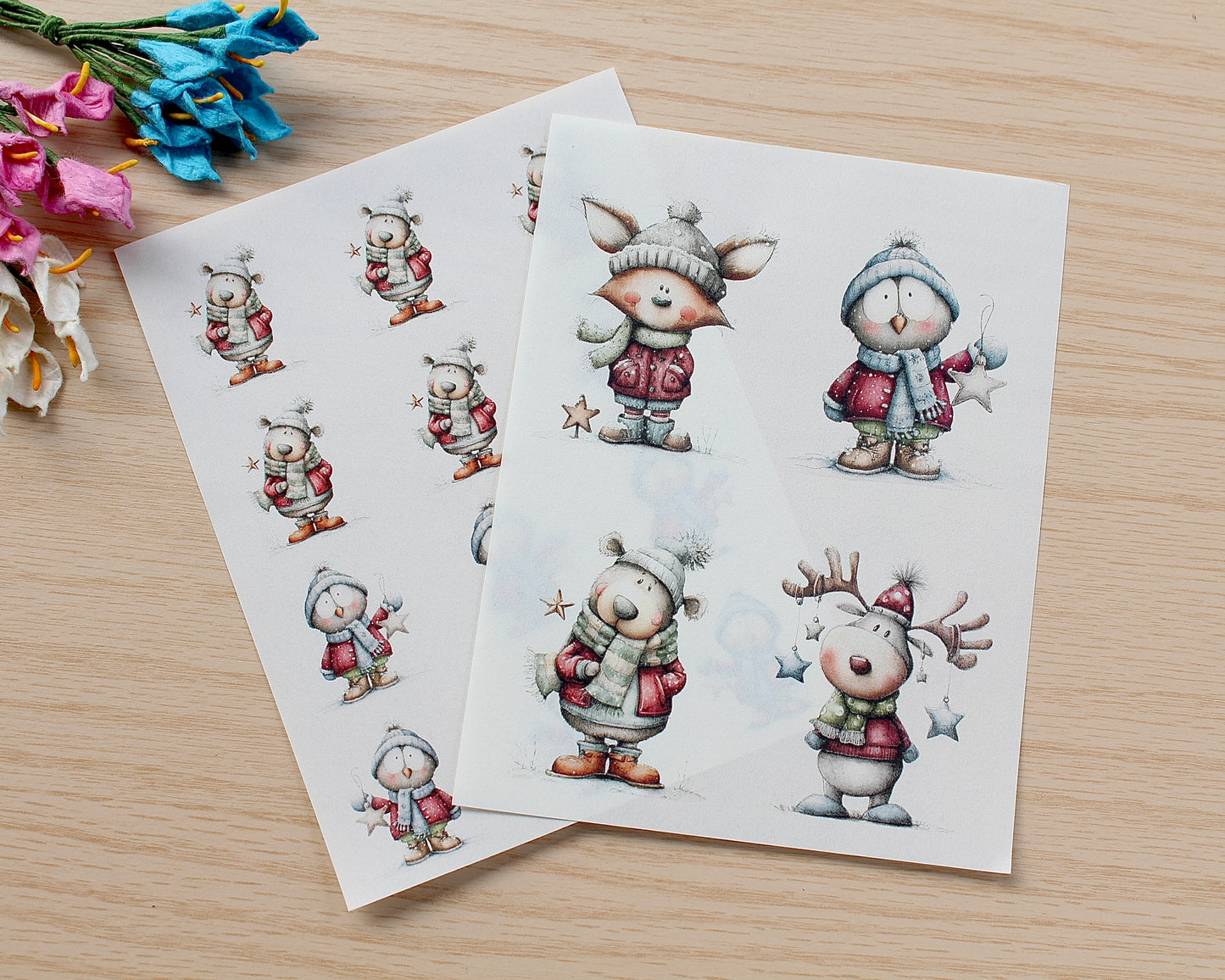 Winter animal transfer paper