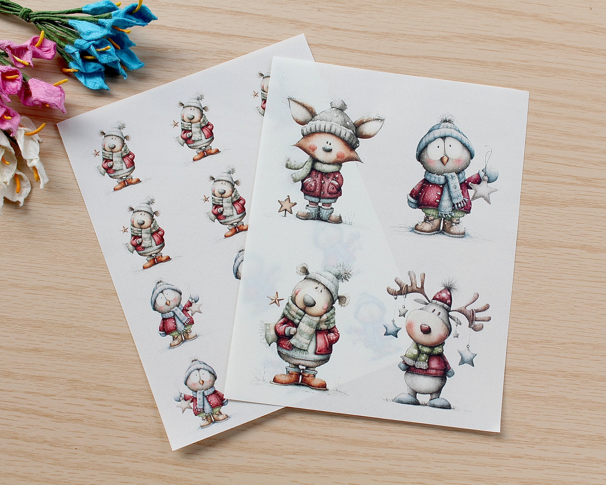 Winter animal transfer paper