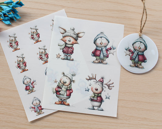 Winter animal transfer paper